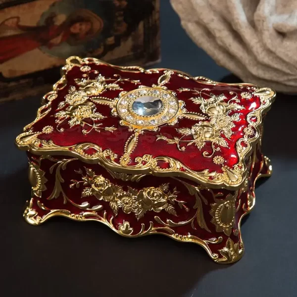Vintage röd smyckeskrin