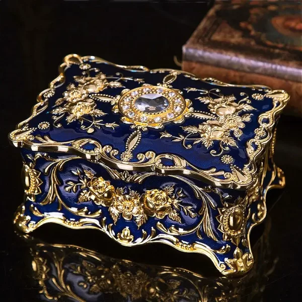 Vintage blå smyckeskrin